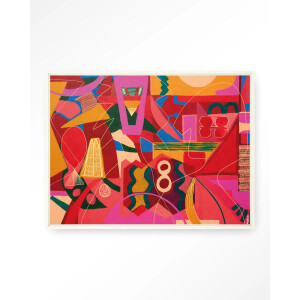 Urban Cotton Wandkleed 'Una Noche De Jazz' 80 x 110cm in Floating Frame - off white