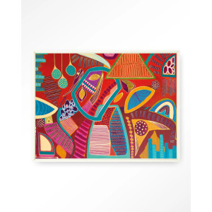 Urban Cotton Wandkleed 'Vida Marina' 80 x 110cm in Floating Frame - off white
