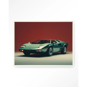 Urban Cotton Wandkleed 'Vintage Lamborghini' 80 x 110cm in Floating Frame - off white