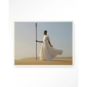 Urban Cotton Wandkleed 'Warrior In White' 80 x 110cm in Floating Frame - off white