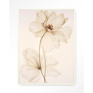 Urban Cotton Wandkleed 'White Flowers' 80 x 110cm in Floating Frame - off white