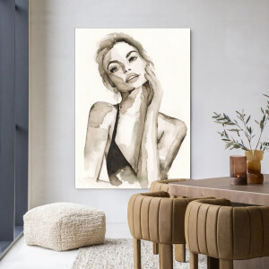 Urban Cotton Wandkleed 'A Woman's Face' 110 x 145cm in Frame - black