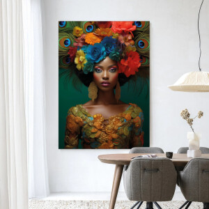 Urban Cotton Wandkleed 'Adeola' 110 x 145cm in Frame - black