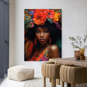 Urban Cotton Wandkleed 'Adesewa' 145 x 190cm in Frame - black