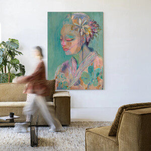 Urban Cotton Wandkleed 'Calm' 145 x 190cm in Frame - black