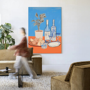 Urban Cotton Wandkleed 'Cocktail Table' 80 x 110cm in Frame - black