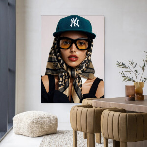 Urban Cotton Wandkleed 'Cool Girl' 80 x 110cm in Frame - black