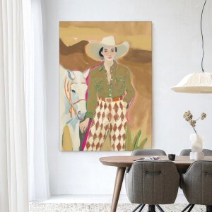 Urban Cotton Wandkleed 'Cowgirl 3' 110 x 145cm in Frame - black