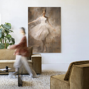 Urban Cotton Wandkleed 'Dancing Ballerina' 80 x 110cm in Frame - black