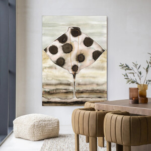 Urban Cotton Wandkleed 'Eagle Ray' 80 x 110cm in Frame - black