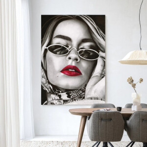 Urban Cotton Wandkleed 'Fresh Red' 145 x 190cm in Frame - black
