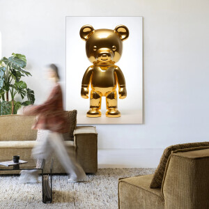 Urban Cotton Wandkleed 'Golden Teddybear' 110 x 145cm in Frame - black