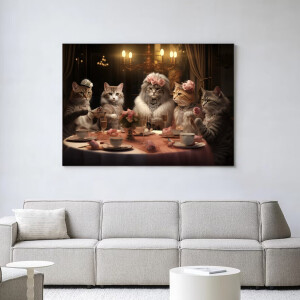 Urban Cotton Wandkleed 'High Cat Tea' 145 x 190cm in Frame - black