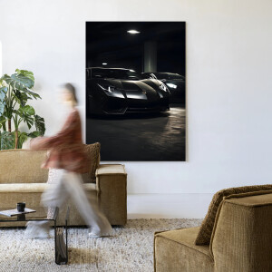 Urban Cotton Wandkleed 'Luxury Garage' 110 x 145cm in Frame - black