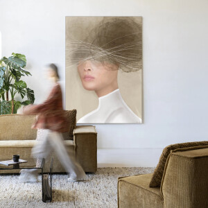 Urban Cotton Wandkleed 'Mood Cloud' 145 x 190cm in Frame - black