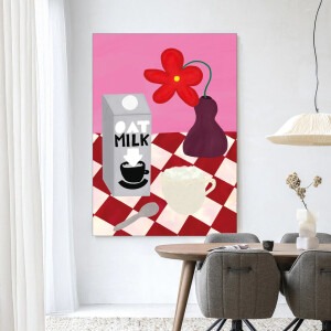 Urban Cotton Wandkleed 'Oatmilk Morning' 145 x 190cm in Frame - black