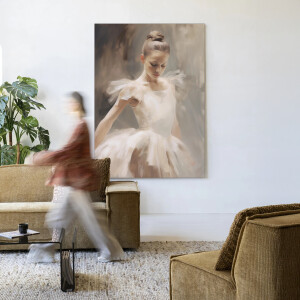 Urban Cotton Wandkleed 'Posing Ballerina' 110 x 145cm in Frame - black