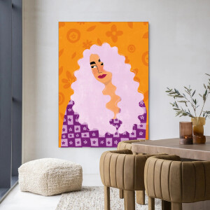 Urban Cotton Wandkleed 'Retro Girly' 110 x 145cm in Frame - black