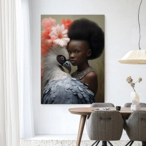 Urban Cotton Wandkleed 'Reye' 80 x 110cm in Frame - black