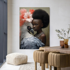 Urban Cotton Wandkleed 'Reye' 110 x 145cm in Frame - black