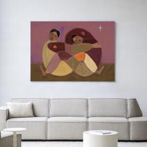 Urban Cotton Wandkleed 'Rolling Sisters' 110 x 145cm in Frame - black