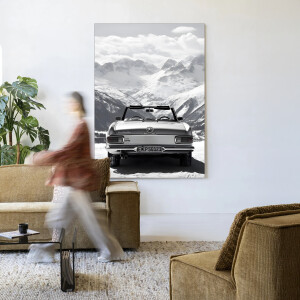 Urban Cotton Wandkleed 'Ski Resort' 80 x 110cm in Frame - black