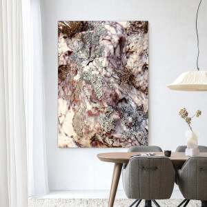 Urban Cotton Wandkleed 'Stone Plants' 110 x 145cm in Frame - black