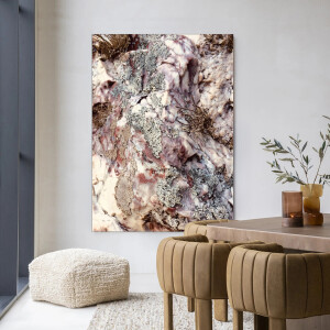 Urban Cotton Wandkleed 'Stone Plants' 80 x 110cm in Frame - black