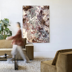 Urban Cotton Wandkleed 'Stone Plants' 145 x 190cm in Frame - black