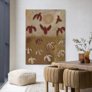 Urban Cotton Wandkleed 'Sunbirds' 145 x 190cm in Frame - black