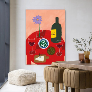 Urban Cotton Wandkleed 'Tinto Evening' 145 x 190cm in Frame - black