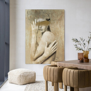 Urban Cotton Wandkleed 'Touching Me' 80 x 110cm in Frame - black