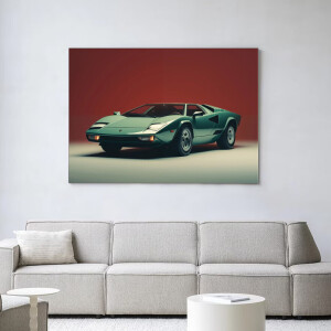 Urban Cotton Wandkleed 'Vintage Lamborghini' 145 x 190cm in Frame - black
