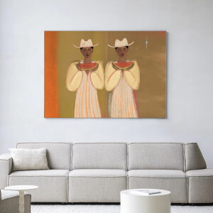 Urban Cotton Wandkleed 'Watermelon Girl' 145 x 190cm in Frame - black