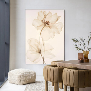 Urban Cotton Wandkleed 'White Flowers' 80 x 110cm in Frame - black