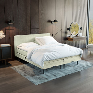 Elektrisch verstelbare Boxspring 'Oslo' kleur naturel, 160 x 200 cm, matrassen 2 x hard