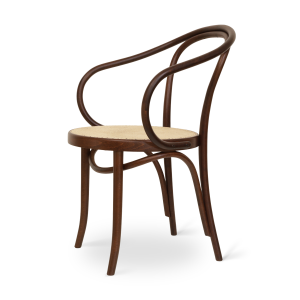 Venice No. 9 houten eetkamerstoel met armleuningen en rotan zitting walnoot
