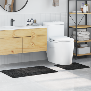 vidaXL 2-delige Badmattenset anti-slip polypropeen donkergrijs