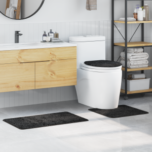 vidaXL 3-delige Badmattenset anti-slip polypropeen donkergrijs