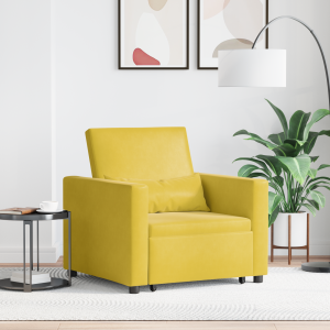 vidaXL 3-in-1 Eenpersoonsbank Bed Om te Toveren Geel Fluweel