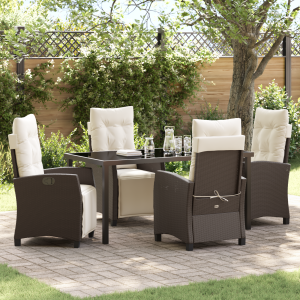 vidaXL 5-delige Tuin Eettafelset Bruin Poly Rattan