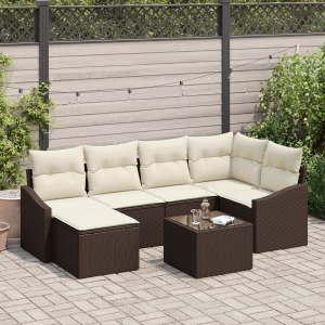 vidaXL 6-delige tuinset met tafel en kussens - grijs poly rattan