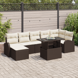 vidaXL 8-delige Tuinset met Kussens Bruin Poly Rattan
