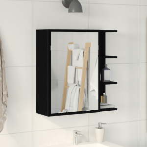 vidaXL Badkamer Spiegelkast Zwart Eiken 62,5x20,5x64cm Gelaagd Hout