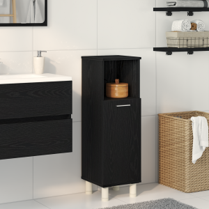 vidaXL Badkamerkast 30x30x95 cm bewerkt hout zwart eikenkleurig
