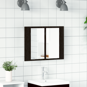 vidaXL Badkamerkast spiegel LED 60x12x45 cm bewerkt hout zwart eiken