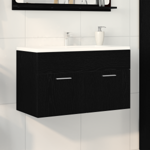 vidaXL Badkamerkasten in Zwart Eiken 80x38,5x46 cm Van Gefabriceerd Hout