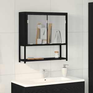 vidaXL Badkamerspiegelkast 60x16x60 cm bewerkt hout zwart eikenkleurig