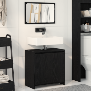 vidaXL Badmeubel met Spiegel Zwart Eiken 60x33x61cm Gefabriceerd Hout