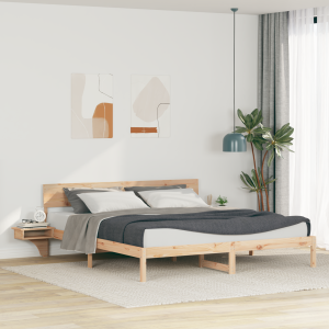 vidaXL Bedframe met hoofdeinde Bruin 200 x 200 cm Massief grenenhout